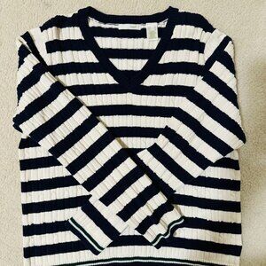 LizGolf Stripped V-Neck Sweater in XL